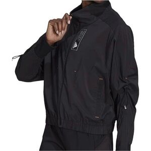 Adidas Tech Track Jacket Women's Large Black Lightweight Mesh Back